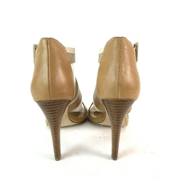 🟣 ISOLA Women's Size 8 Beige Brown Strappy Ankle Buckle Open Toe Heeled Sandals - Picture 4 of 7